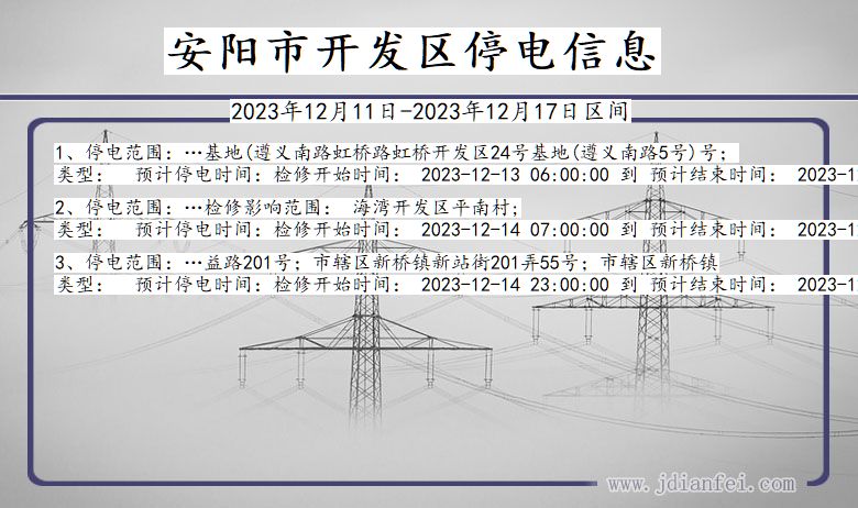 河南省安阳开发停电通知