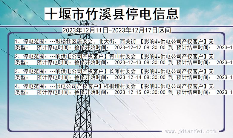 湖北省十堰竹溪停电通知