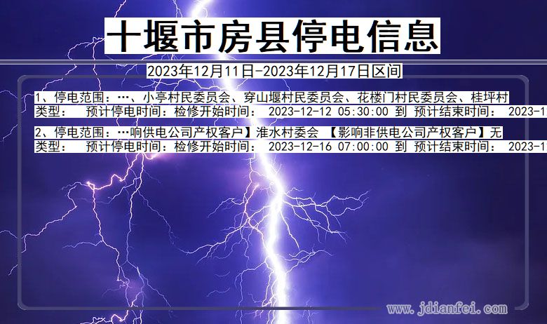 湖北省十堰房县停电通知