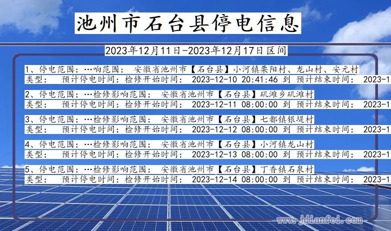 安徽省池州石台停电通知