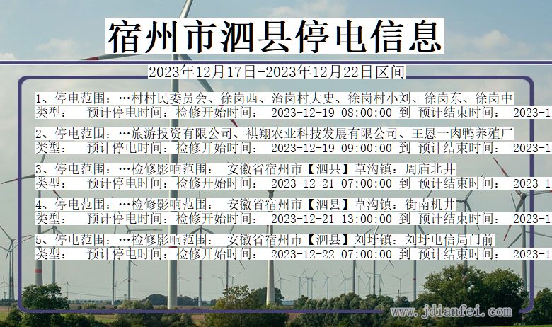 宿州泗县停电通知 安徽省宿州泗县停电通知