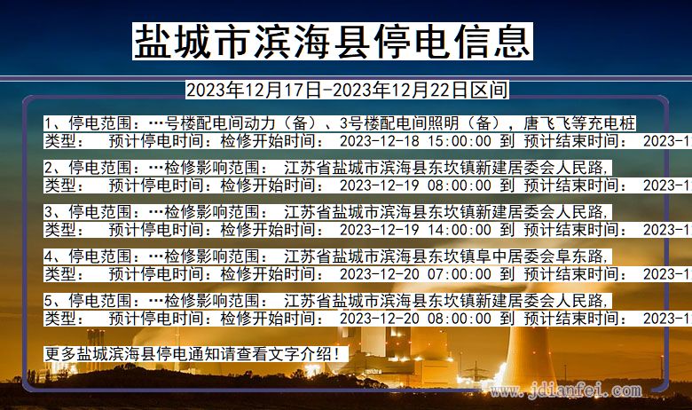 江苏省盐城滨海停电通知