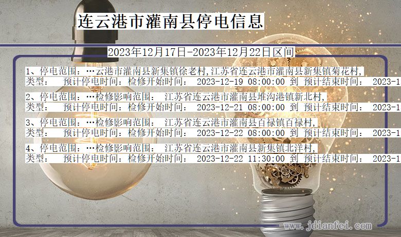 江苏省连云港灌南停电通知