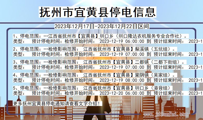 江西省抚州宜黄停电通知