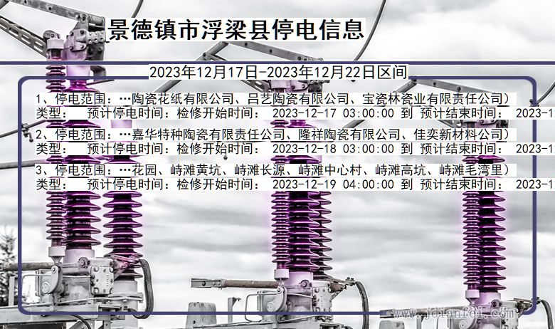 江西省景德镇浮梁停电通知