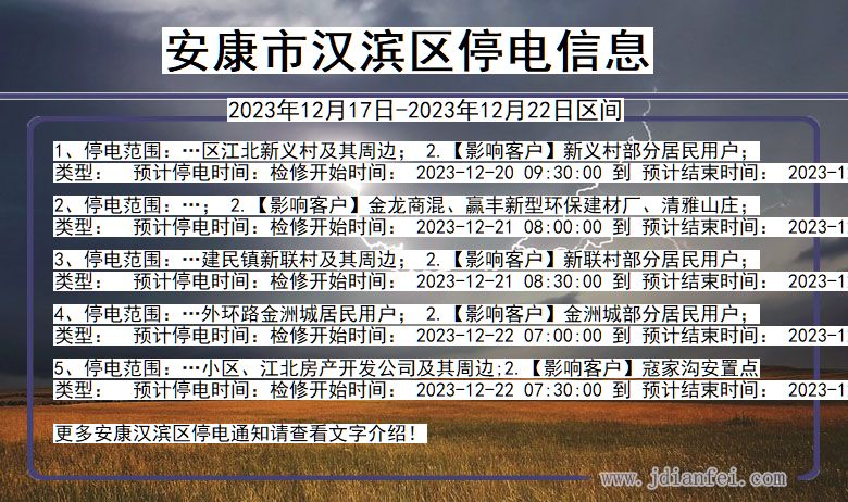 陕西省安康汉滨停电通知