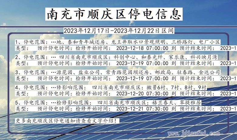 四川省南充顺庆停电通知