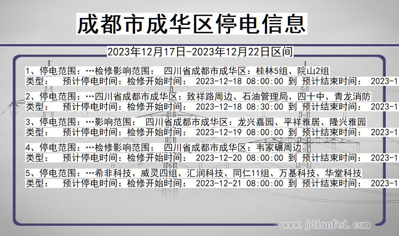 成都成华停电通知 四川省成都成华停电通知