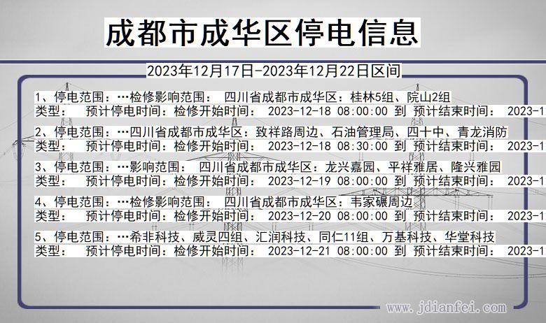 四川省成都成华停电通知