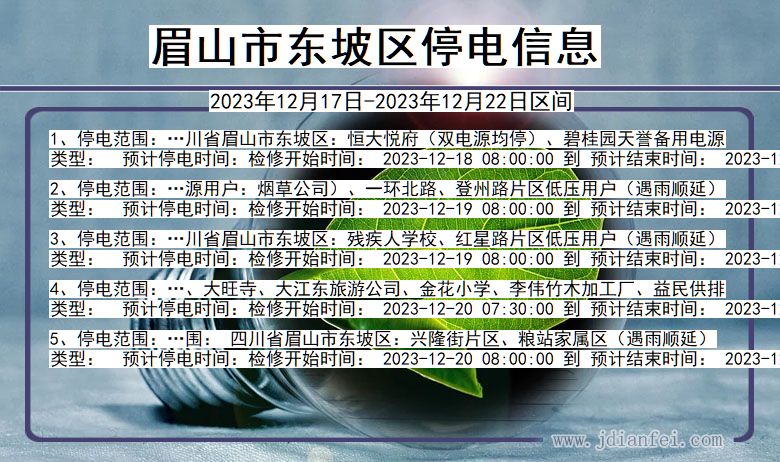 四川省眉山东坡停电通知