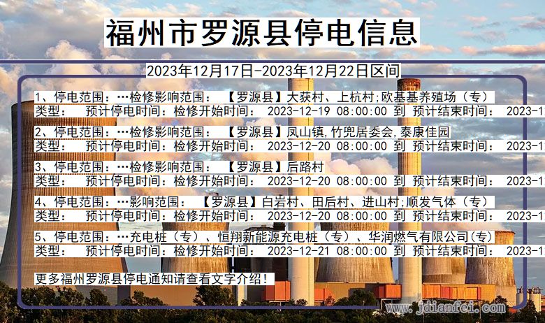 福建省福州罗源停电通知