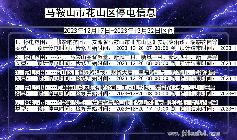 安徽省马鞍山花山停电通知