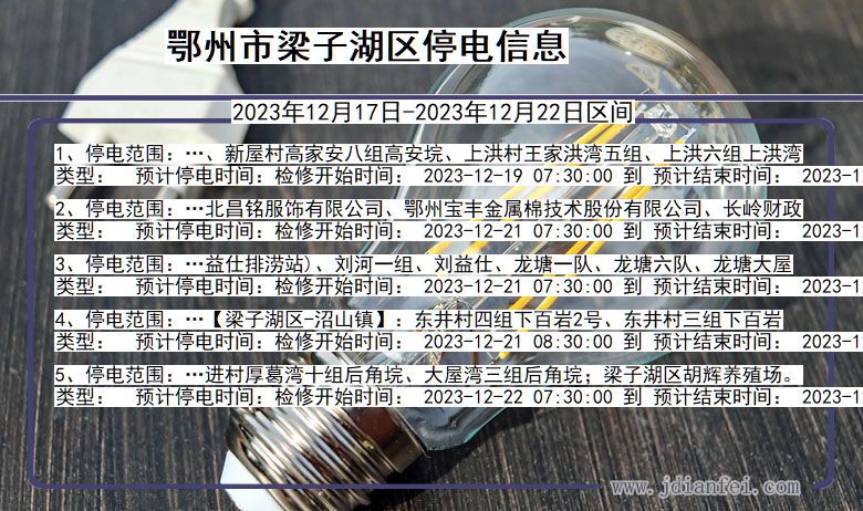 鄂州梁子湖停电通知 湖北省鄂州梁子湖停电通知