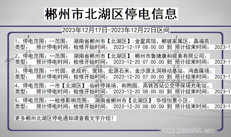 湖南省郴州北湖停电通知