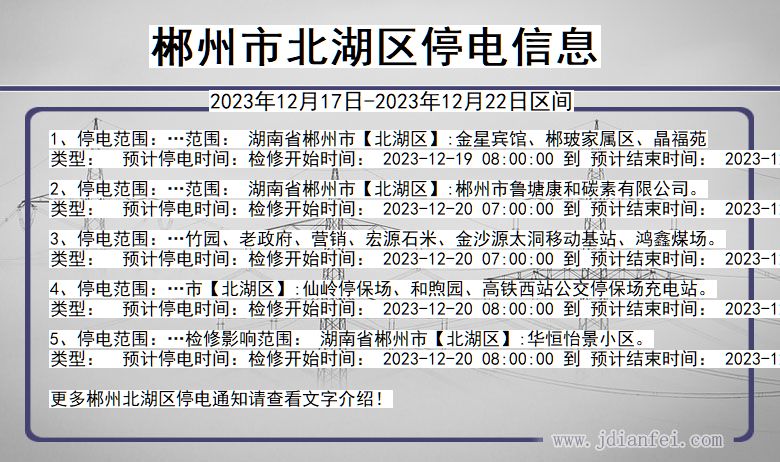 湖南省郴州北湖停电通知