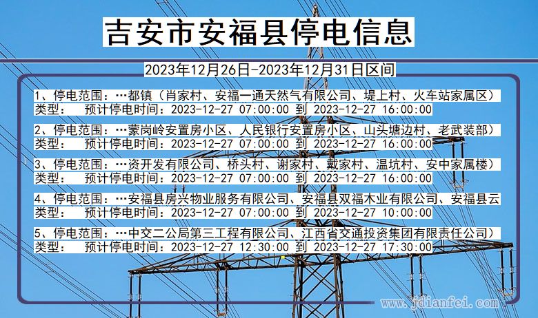 江西省吉安安福停电通知