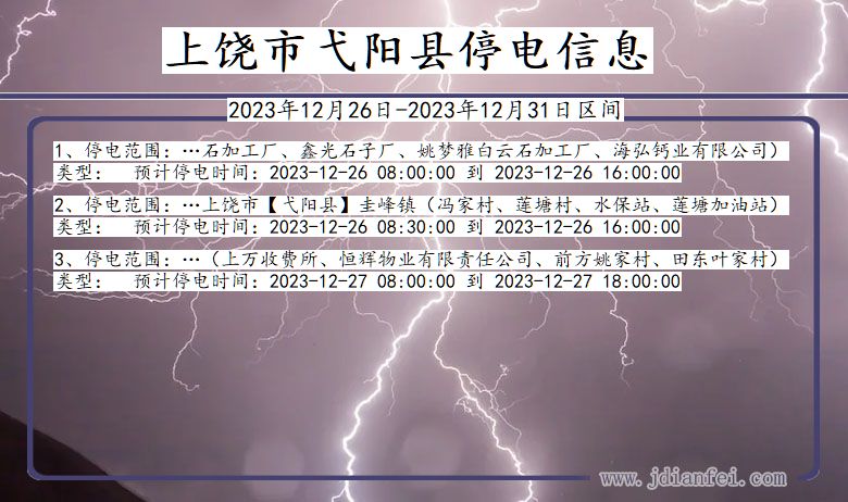 江西省上饶弋阳停电通知