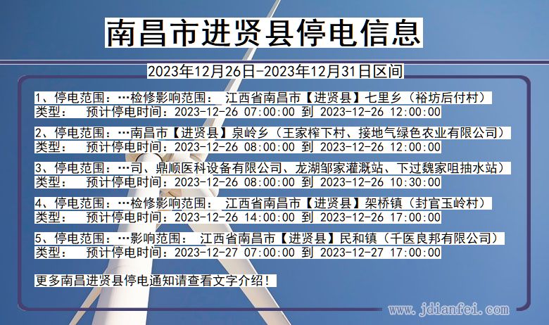 南昌进贤停电通知 江西省南昌进贤停电通知