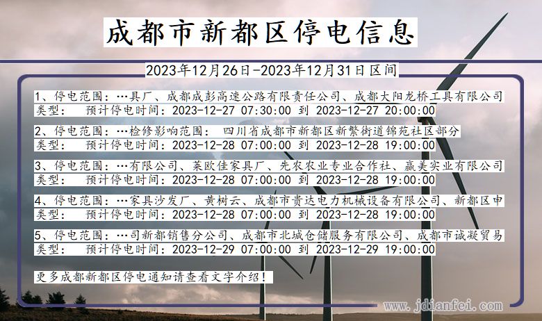 四川省成都新都停电通知