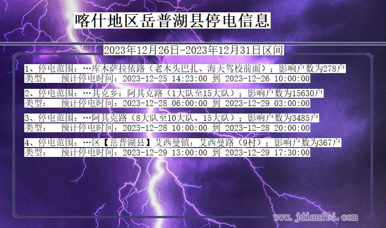 喀什地区岳普湖停电通知 新疆维吾尔自治区喀什地区岳普湖停电通知