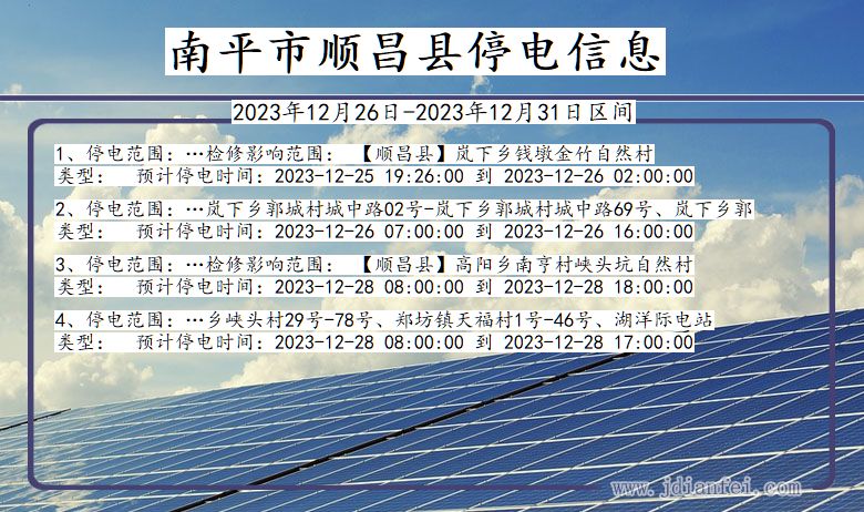 福建省南平顺昌停电通知