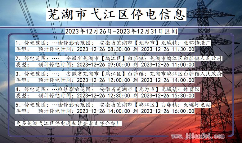 安徽省芜湖弋江停电通知