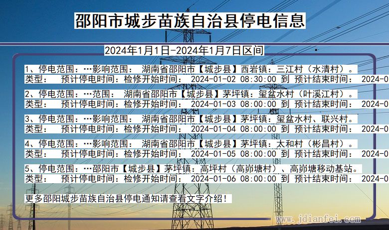邵阳城步苗族自治停电通知 湖南省邵阳城步苗族自治停电通知