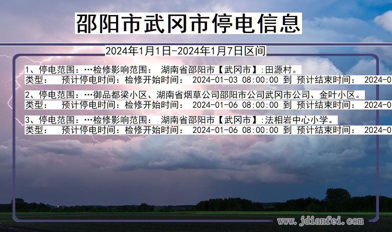 邵阳武冈停电通知 湖南省邵阳武冈停电通知