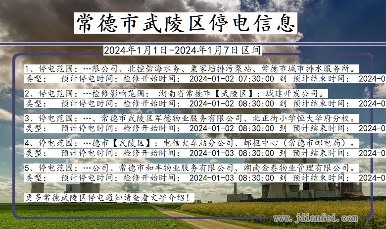常德武陵停电通知 湖南省常德武陵停电通知