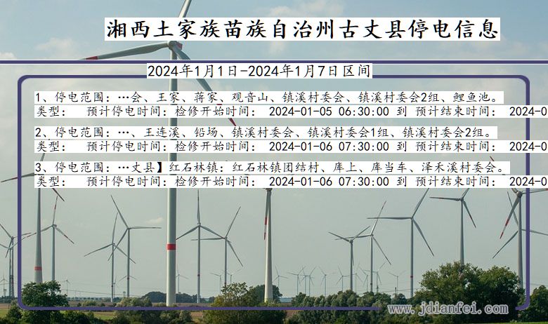 湘西古丈停电通知 湖南省湘西古丈停电通知