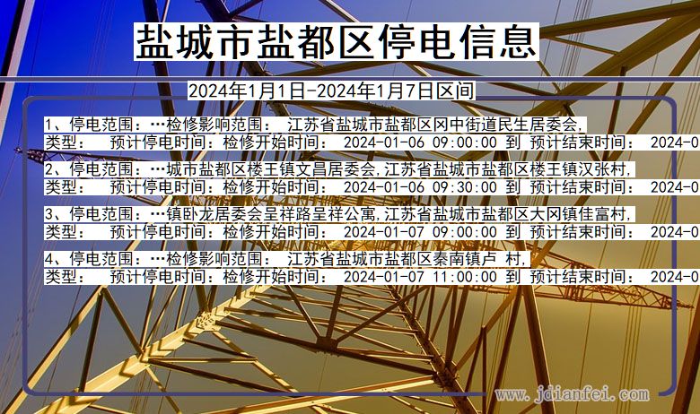 盐城盐都停电通知 江苏省盐城盐都停电通知