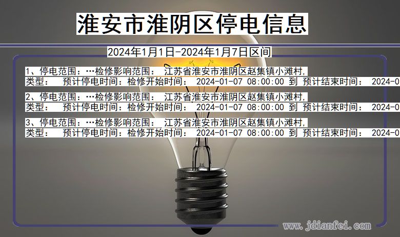 江苏省淮安淮阴停电通知