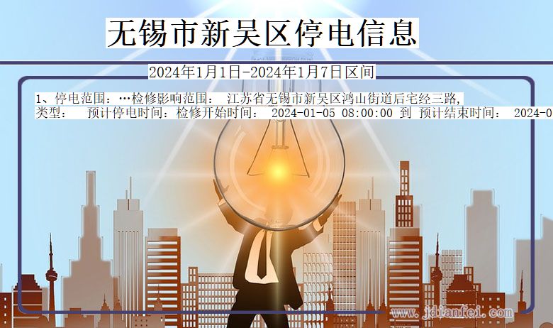 江苏省无锡新吴停电通知