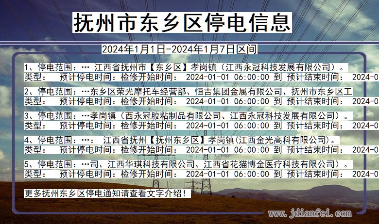 江西省抚州东乡停电通知