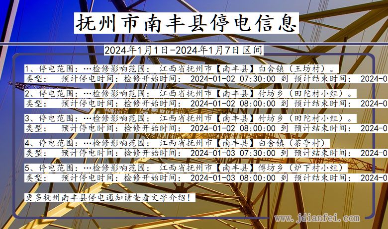 抚州南丰停电通知 江西省抚州南丰停电通知
