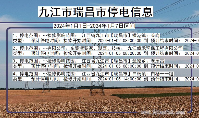 九江瑞昌停电通知 江西省九江瑞昌停电通知
