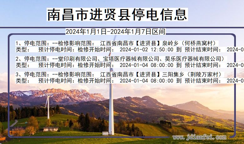 南昌进贤停电通知 江西省南昌进贤停电通知