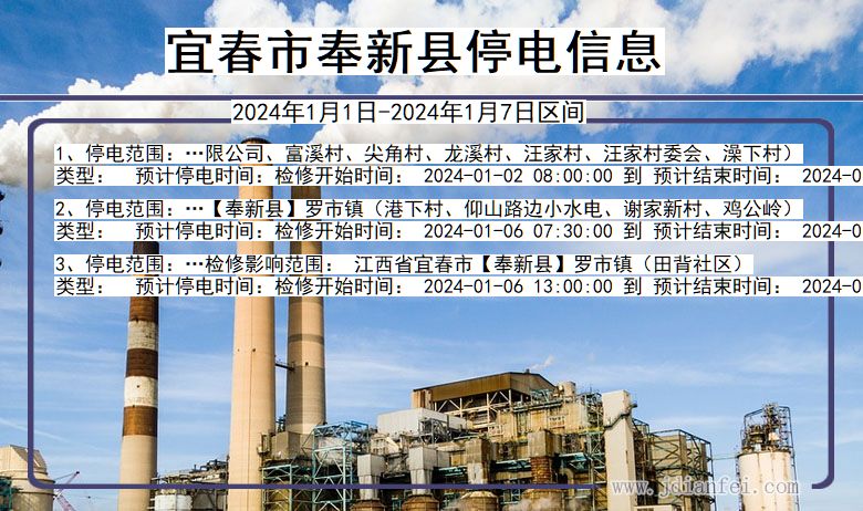 宜春奉新停电通知 江西省宜春奉新停电通知