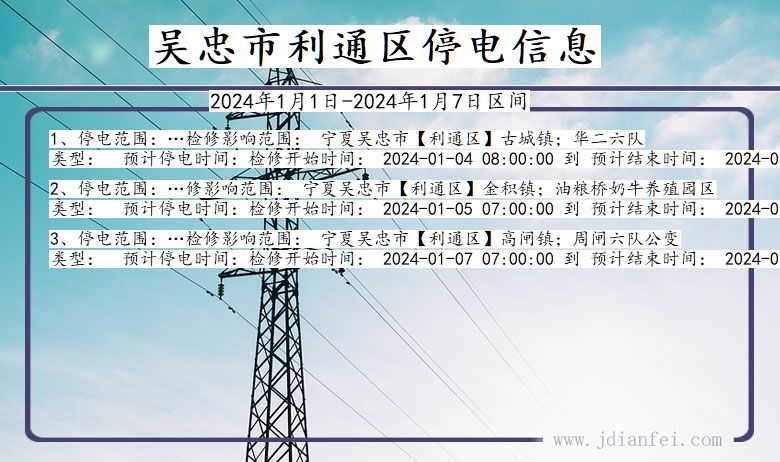吴忠利通停电通知 宁夏回族自治区吴忠利通停电通知