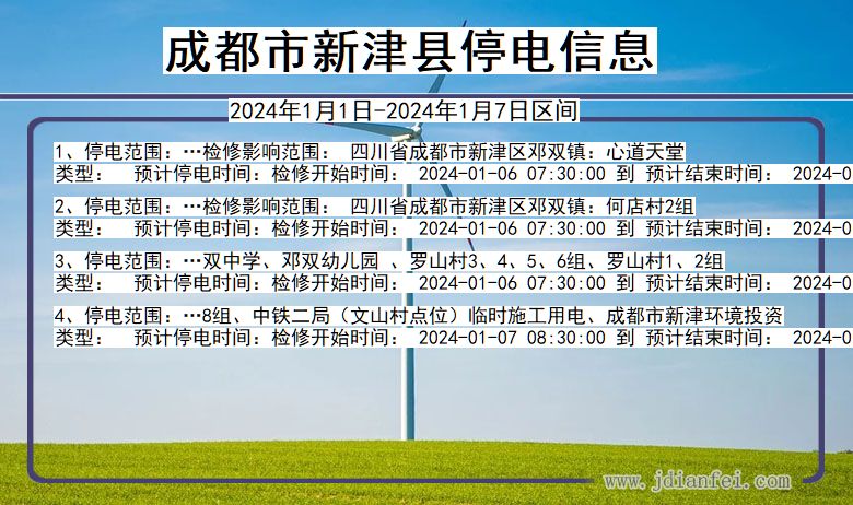 四川省成都新津停电通知