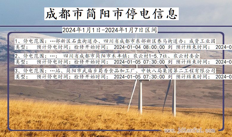 成都简阳停电通知 四川省成都简阳停电通知