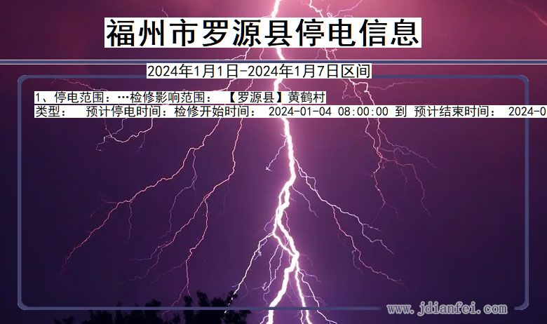 福建省福州罗源停电通知