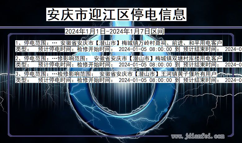 安庆迎江停电通知 安徽省安庆迎江停电通知