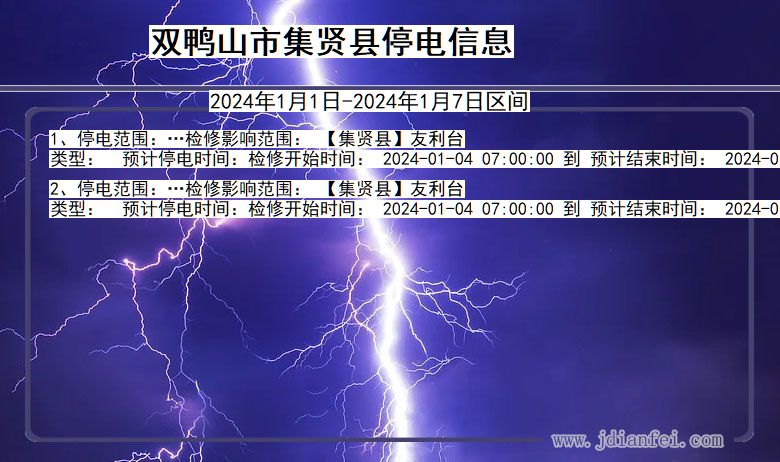 黑龙江省双鸭山集贤停电通知