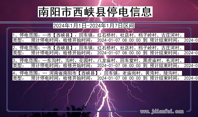 南阳西峡停电通知 河南省南阳西峡停电通知