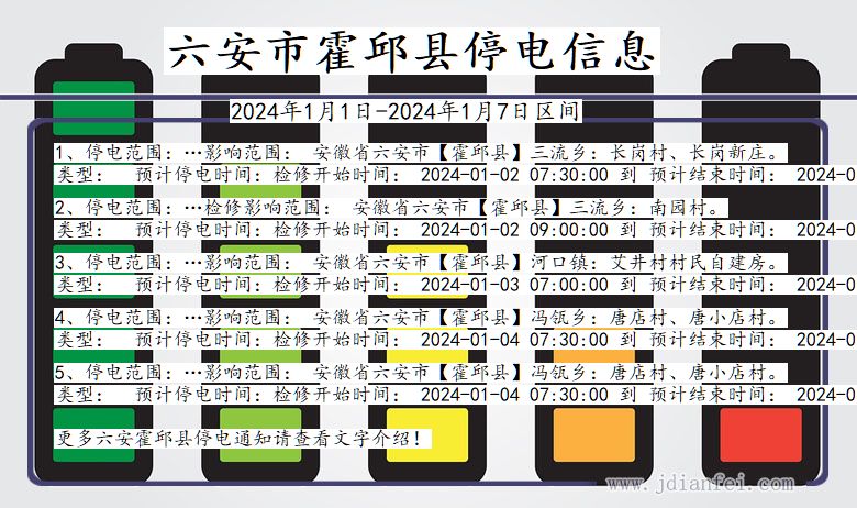 安徽省六安霍邱停电通知