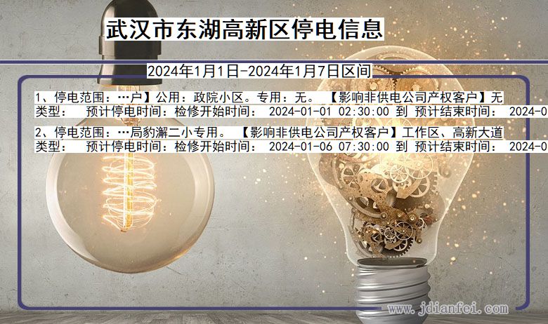 湖北省武汉东湖高新停电通知