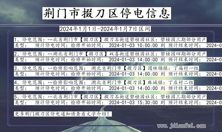 荆门掇刀停电通知 湖北省荆门掇刀停电通知