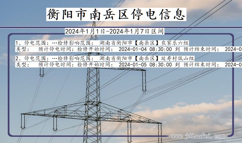 湖南省衡阳南岳停电通知