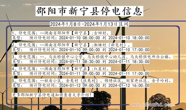 湖南省邵阳新宁停电通知